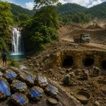 Mineros y turistas en el vall
